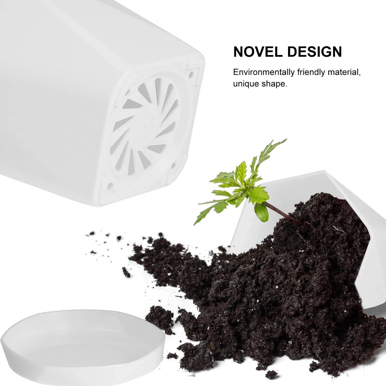 

6 set Simple Plastic Flower Pot With Holder Creative Plant Container For Succulents Herbs Desktop Decor Modern