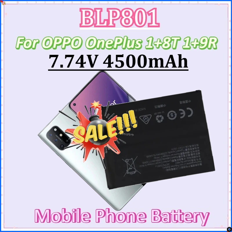 

For OPPO OnePlus 1+8T/1+9R Replacement Batteries New BLP801 7.74V 4500mAh Mobile Phone Battery