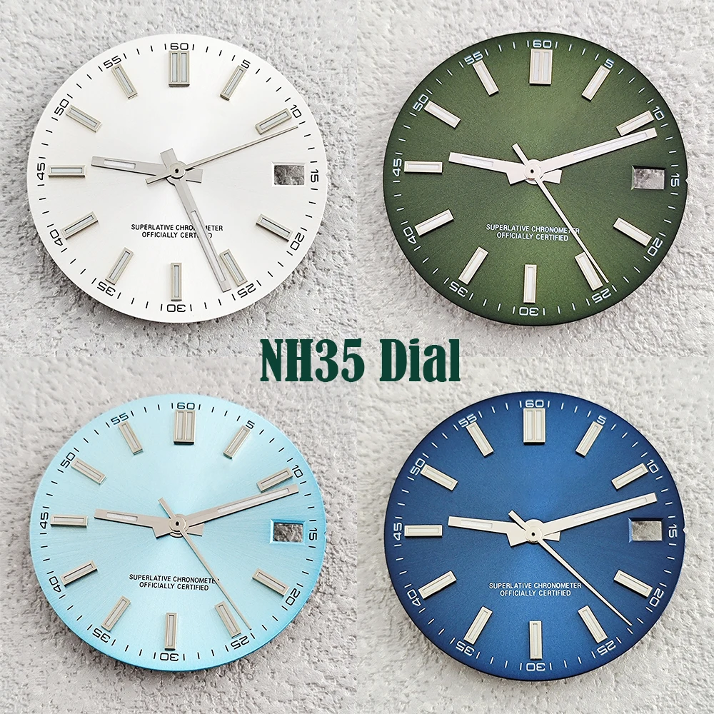 

Циферблат NH35, 28,5 мм, циферблат с логотипом S, зеленый светящийся циферблат, подходит для аксессуаров для часов с механизмом NH35 NH36