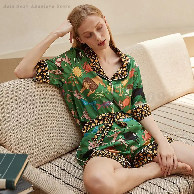 Sexy Ice Silk Pajamas Set Female Elegant Pijama Mujer Sleepwear High Quality Satin Nightwear Loungewear Women Fashion Home Wear