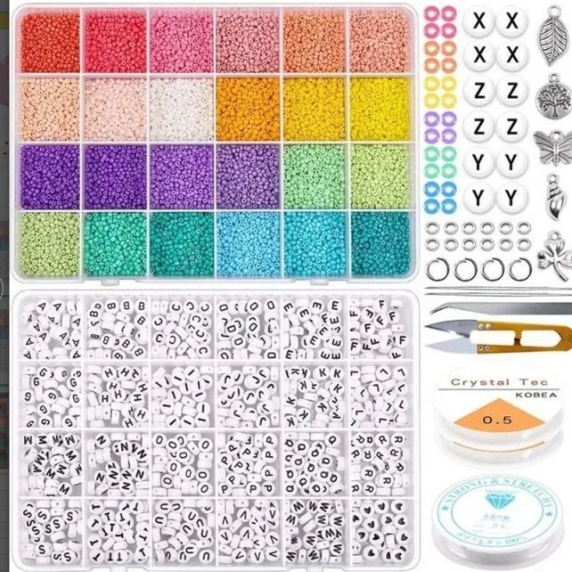 

Acrylic Glass Beads Alphabet Letters Bead Set for Children Handmade DIY Jewelry Accessories Beading Kit Craft Supplies