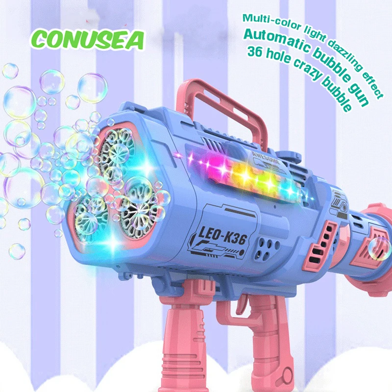 

36 Hole Rocket Space Bubble Gun Soap Bubbles Machine Electric Automatic Guns Wedding Outdoor Games Party Toys for Boys Girls