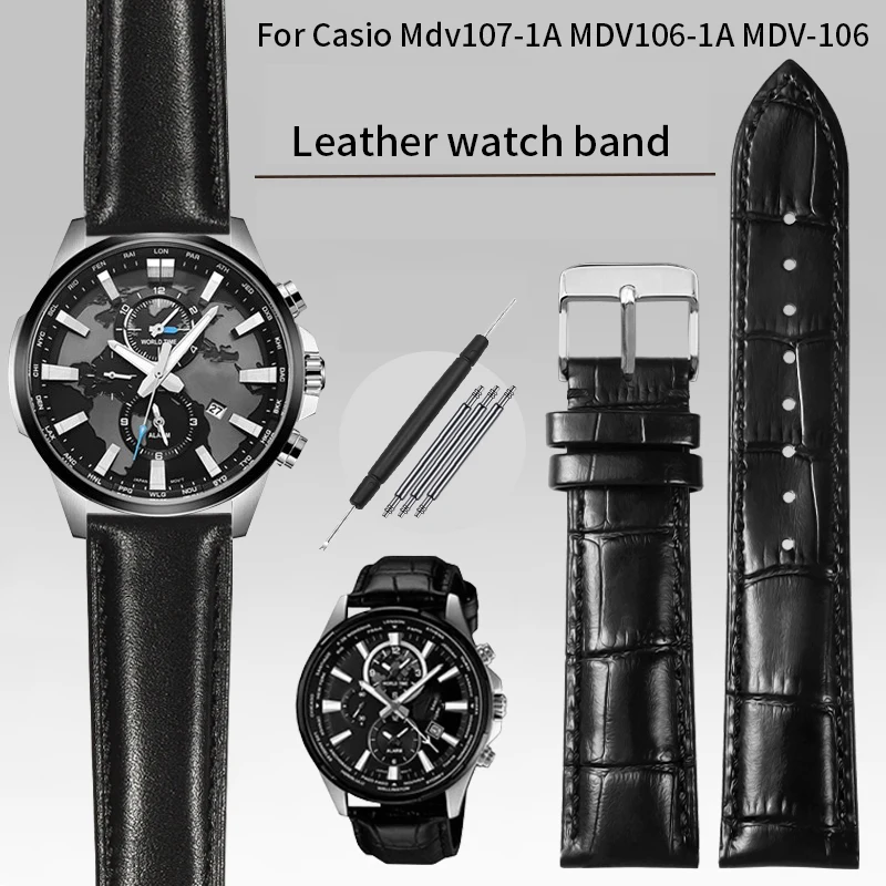 

Для Casio Mdv107-1A MDV106-1A MDV-106 Efr539 1374 1375 Seiko Citizen ремешок для часов кожаный ремешок для часов мужской браслет 20 22 мм