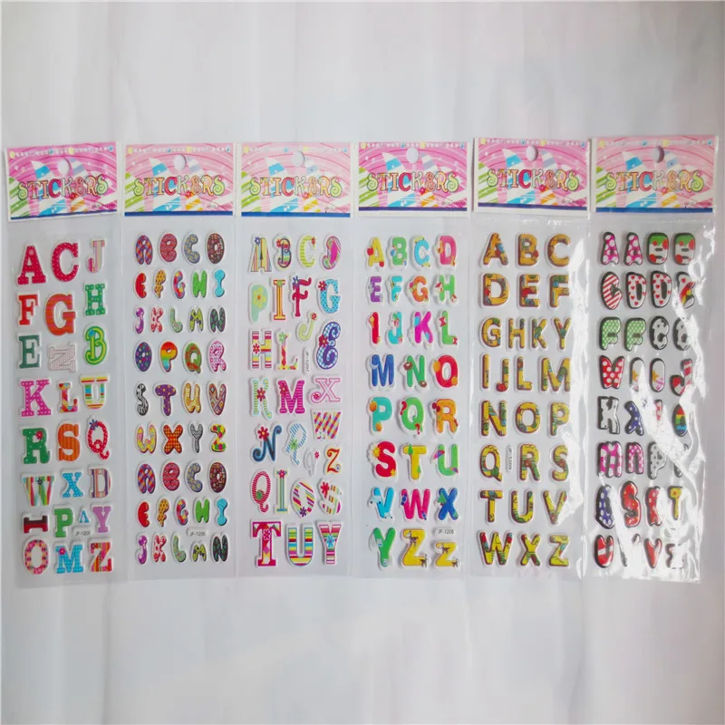 10 Sheets Letters Numbers 3D Puffy Stickers English Alphabet Birthday Festival Gift for Adult Scrapbook Decoration