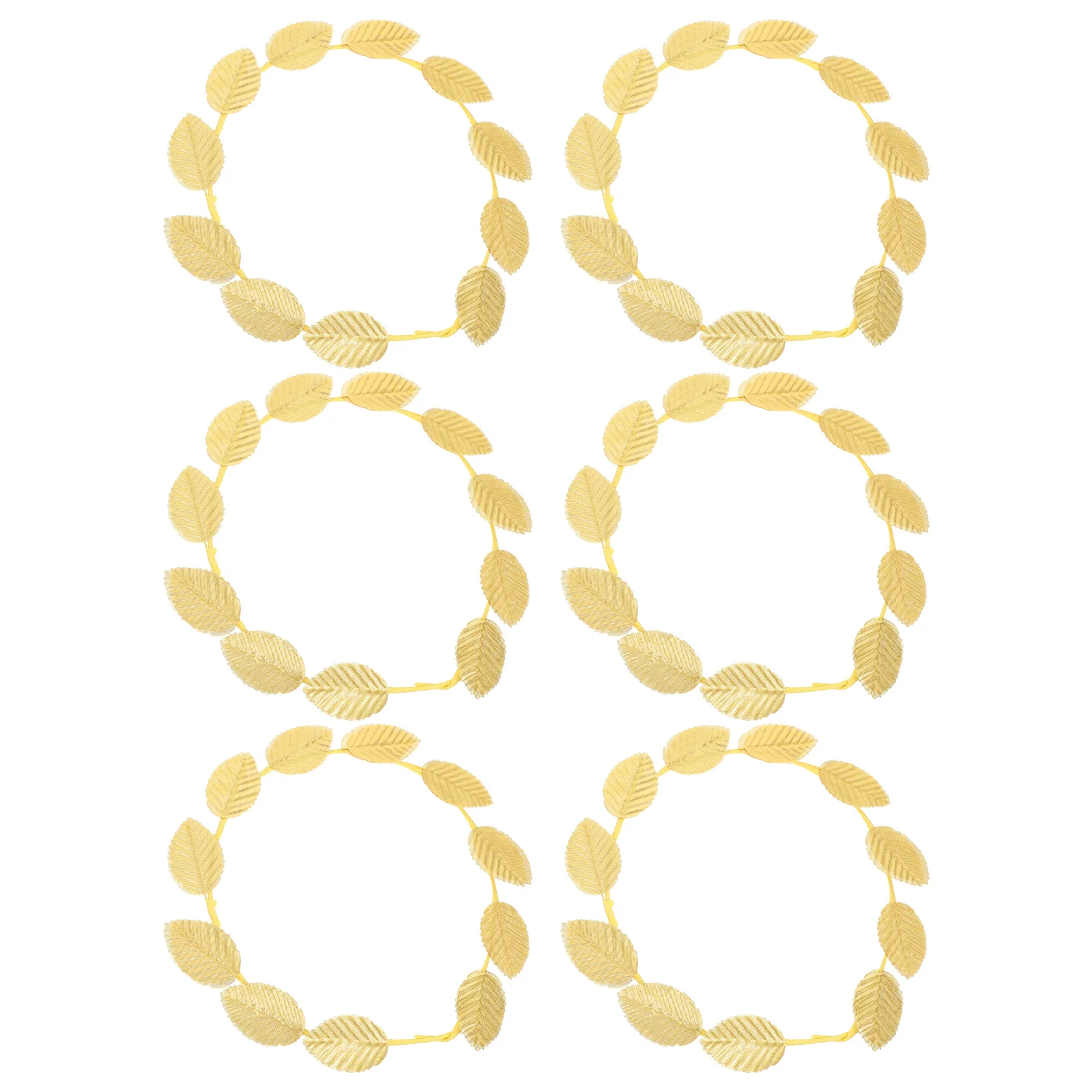 

6pcs Golden Leaf Crown Headband Vivid Plastic Hairband Wedding Party Cosplay Headdress Accessories Roman Theme Photoshoot Props