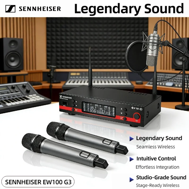 

Оригинальный беспроводной микрофонный комплект Sennheiser EW100 G3 2CH UHF 600-699 МГц, металлический ручной динамический микрофон для живых концертов, караоке, диджеинга