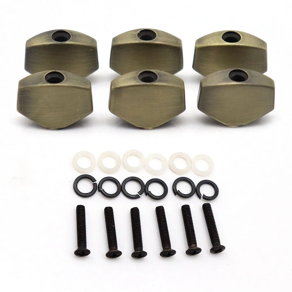 6 Stück Gitarren-Stimmkopf-Knöpfe, Metall-Stimmschlüssel, kleine quadratische Knöpfe, Kopf 3 Farben – Detail 1