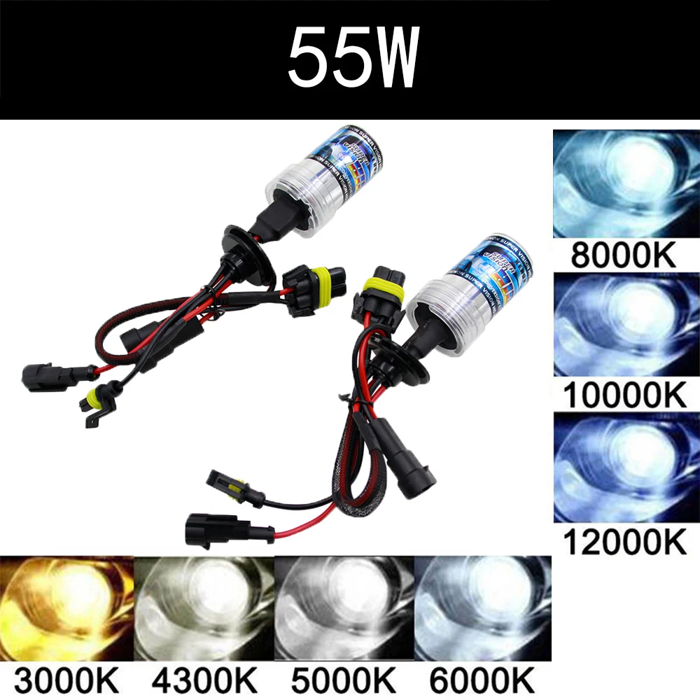 

2 шт. 55 Вт HID Xenon Kit светильник H1 H4 H7 H11 9005 9006 3000K 4300K 6000K 8000K 12000K DC 12V автомобильный головной светильник противотуманная фара