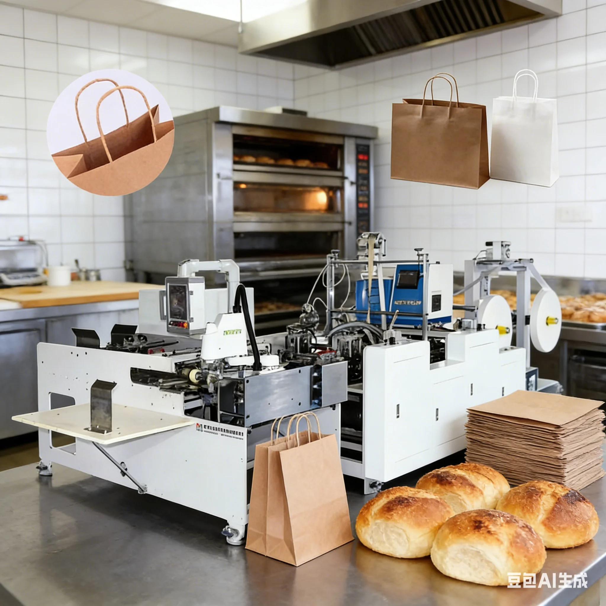 Automatic Multi-type Shopping Food Handbag Square Bottom Kraft Paper Bag Making Machine Efficient Snack Bag Production Line