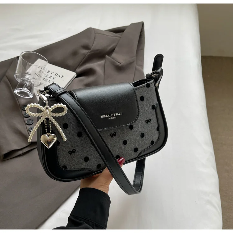 High-end Small Bag for Women 2024 New High-value Design Single-shoulder Bag Underarm Bag Polka Dot Crossbody Bag