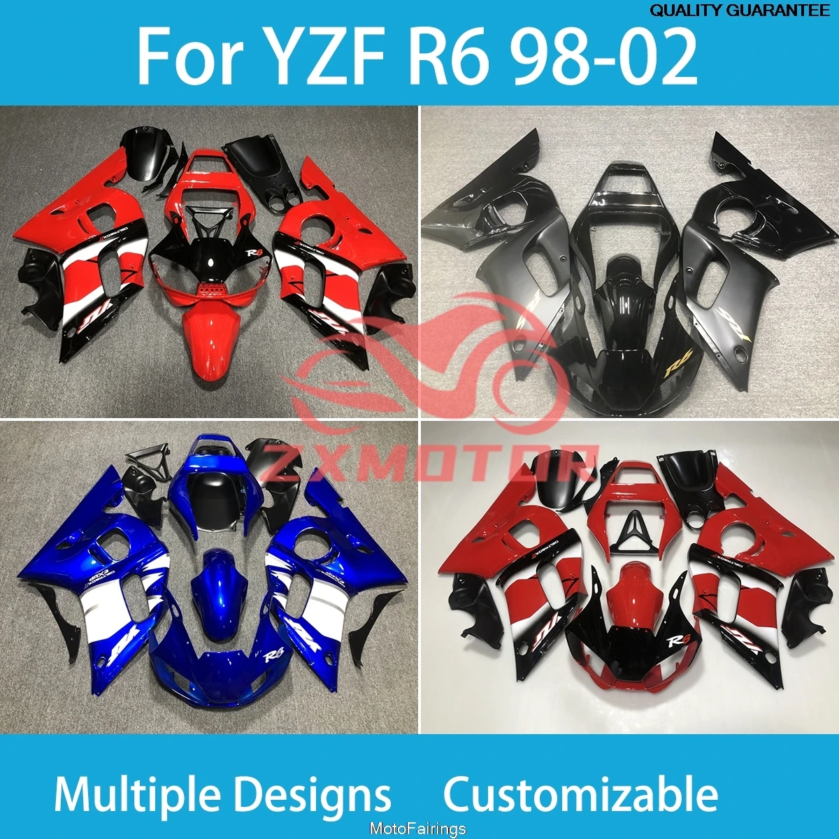 Motorcycle Fairings Plastic Body Pars for Yamaha YZF R6 98 99 00 01 02 Customizable Fairings R6 1998 1999 2000-2002
