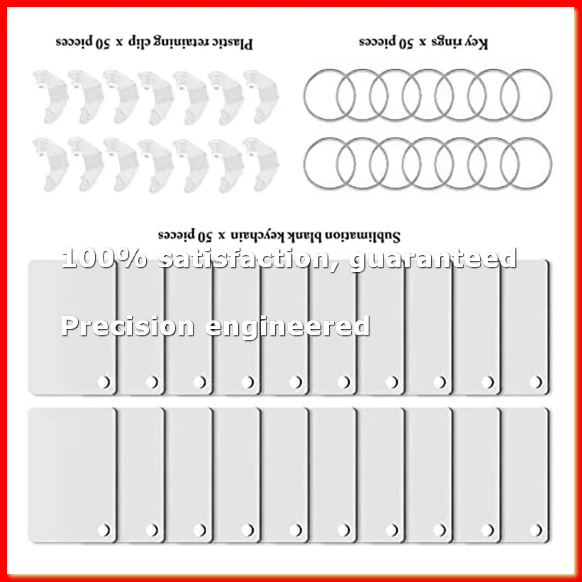 50 Pieces Rectangle Sublimation Keychain Blanks Double Side Heat Transfer Blanks MDF Blank Board Key Rings Blanks-A79M
