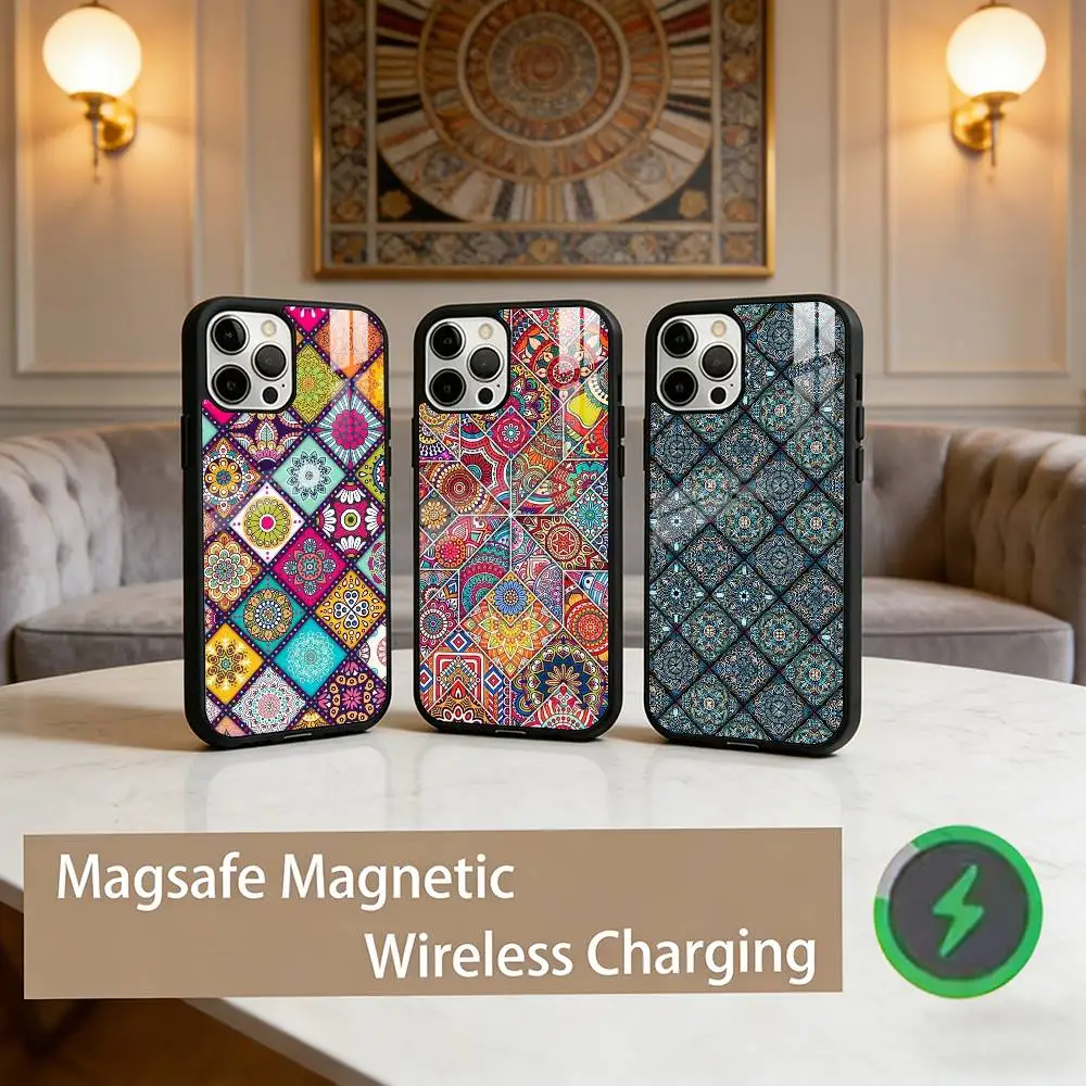

Retro Art Pattern Phone Case For iPhone17,16,15,14,13,12,11 Plus,Pro Max Magnetic For Magsafe Wireless Charging