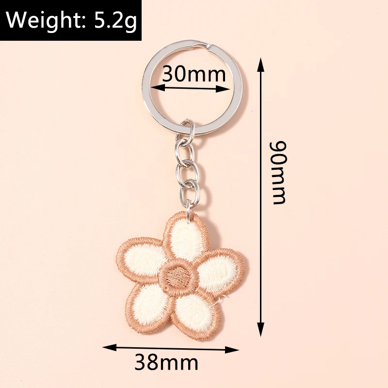Handgefertigter gestrickter Schlüsselanhänger für Frauen und Mädchen, niedlicher gehäkelter Blumen-Schlüsselanhänger, Anhänger, Auto-Schlüsselanhänger, Handtaschenanhänger, Geschenke – Detail 6