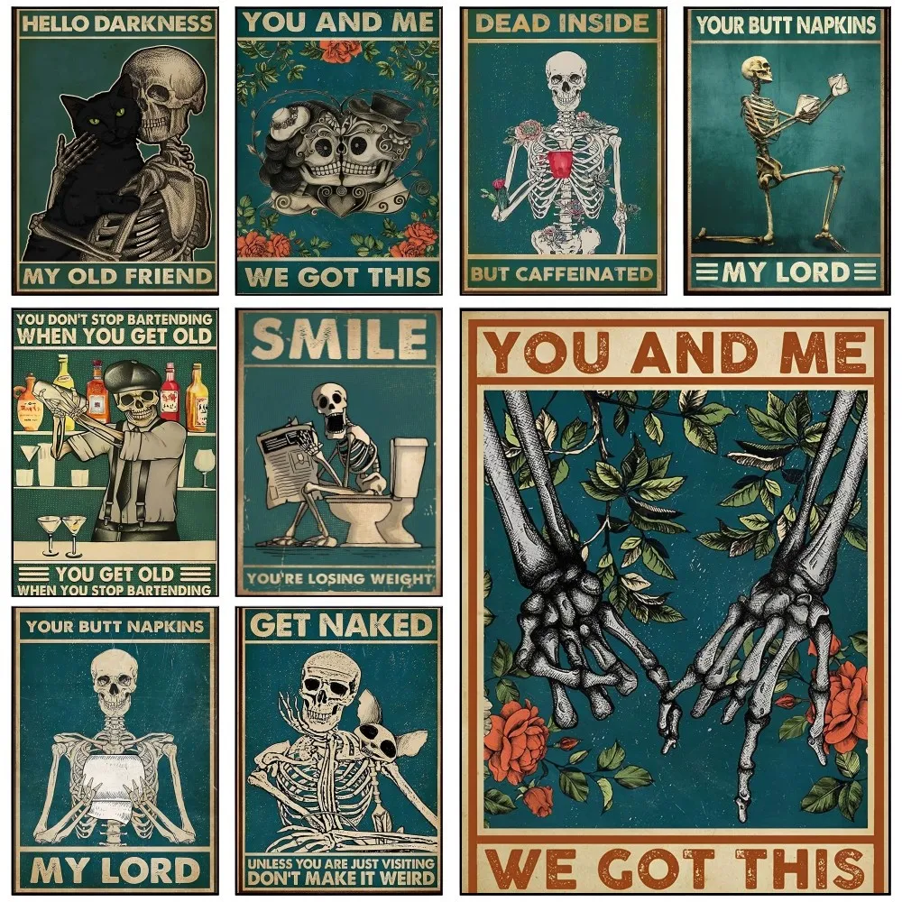 

Skeleton Mental Skull Lose Your Mind Find Poster Self-adhesive Art Waterproof Paper Sticker Coffee House Bar Room Wall Decor