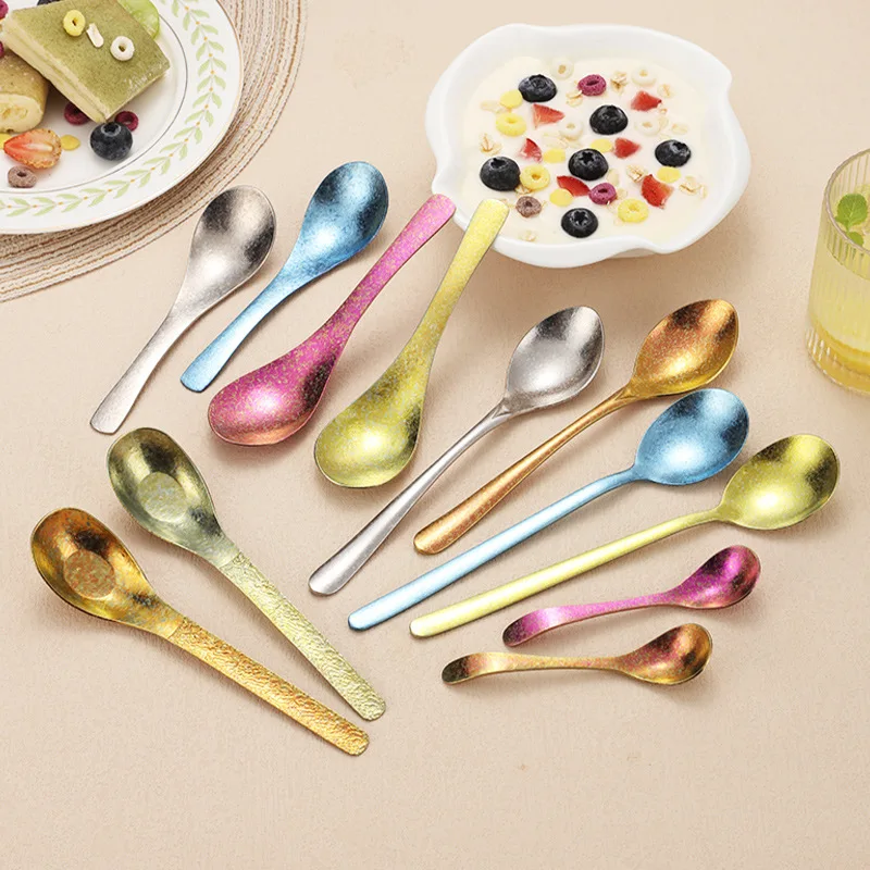 Pure titanium crystal tableware seasoning Korean Count Yuanbao soup spoon heart shaped household tableware