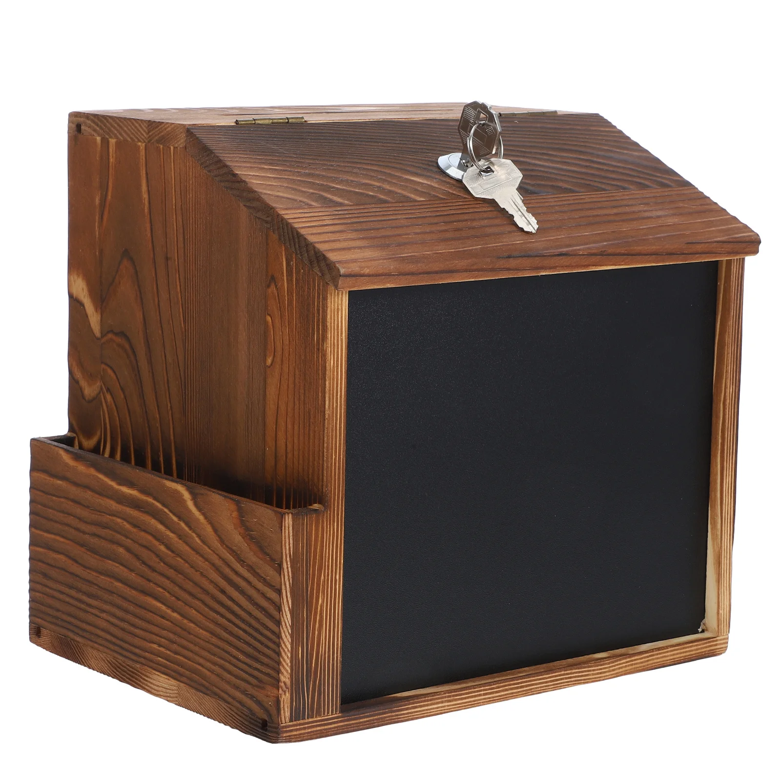 

Wall Mount Wooden Suggestion Box Lockable Wood Comment Box Chalkboard for Donation Collection Voting Ballot Restaurant Tips