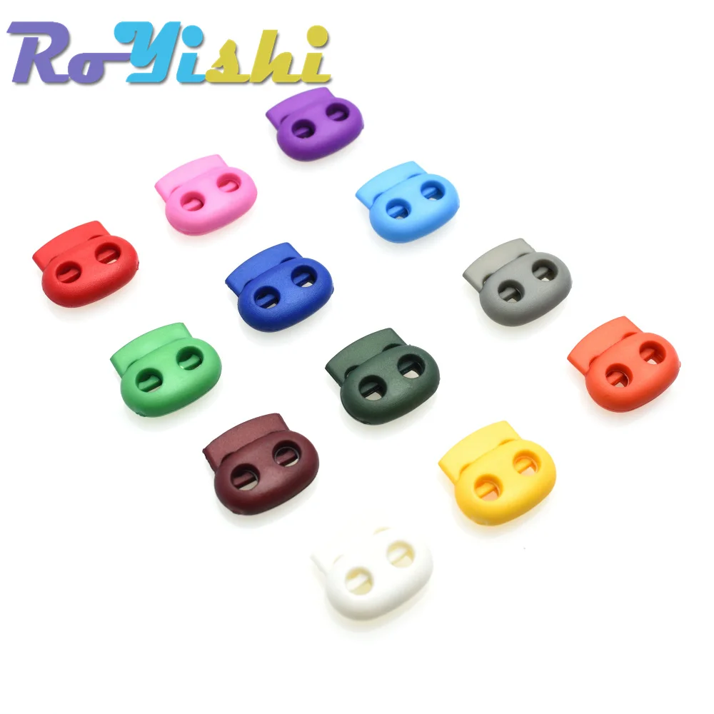 12 Pcs/Pack Mixed Colorful 5mm Hole Plastic Stopper Cord Lock Bean Toggle Clip Apparel Shoelace Sportswear Accessorie