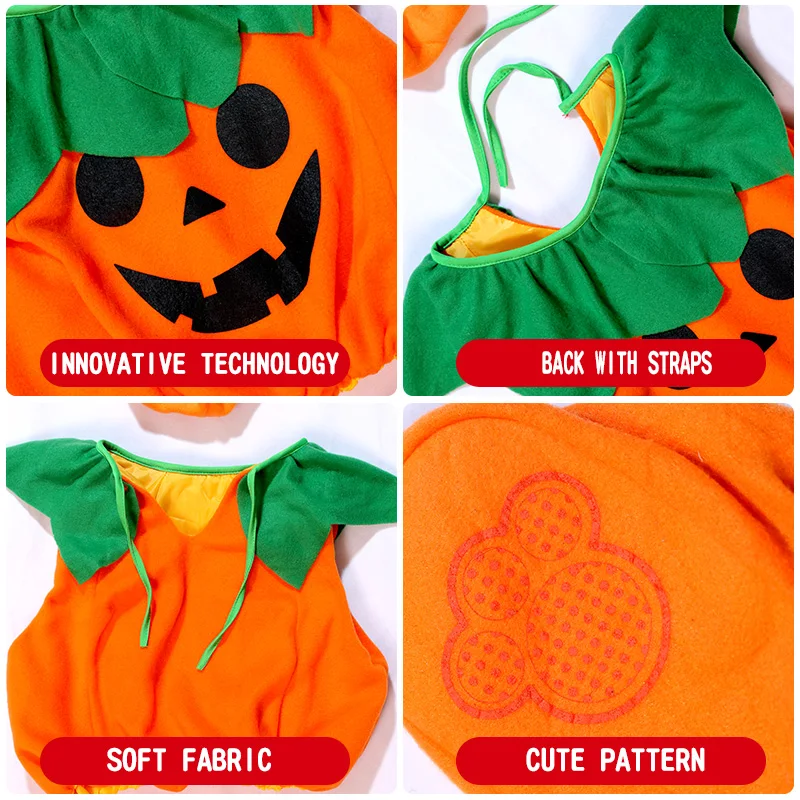 Little Pumpkin Clothes For Toddler Baby Crawling Halloween Style Costume Fit 3 Months to 3 Years Young Children Cute Dress Up