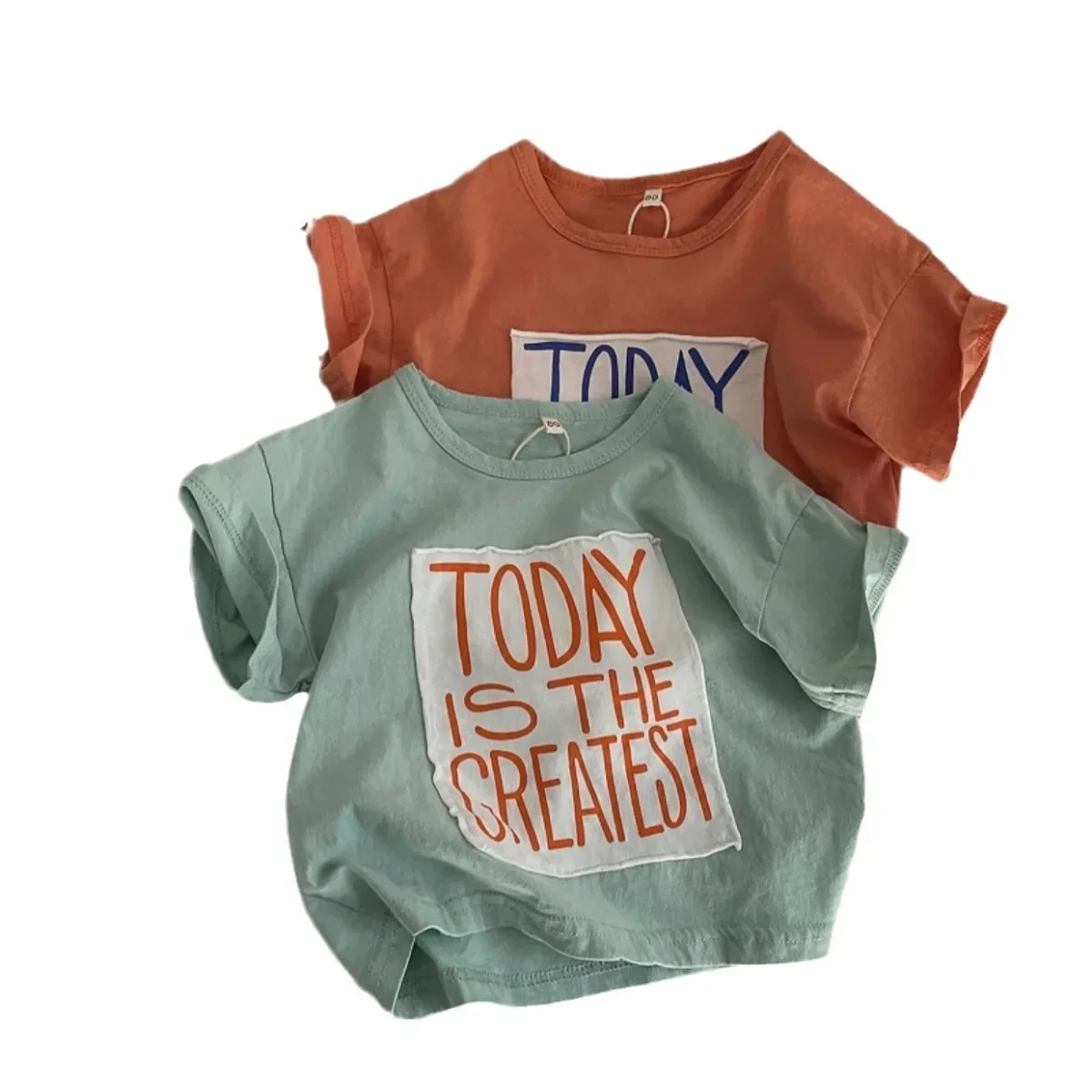 الصيف الأطفال الفتيان تي شيرت القطن إلكتروني المرقعة الرضع طفل الفتيان تيز فضفاضة الياقة المستديرة طفل أطفال بنين قصيرة الأكمام أعلى #5