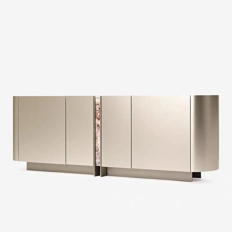 

Italian light luxury door cabinet minimalist living room solid wood partition cabinet light luxury high-end