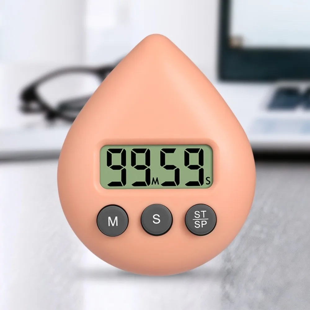 Large LCD Display Kitchen Timer Hanging Hole Water Drop Shape Waterproof Bathroom Clock Portable Multi-Purpose Countdown Timer