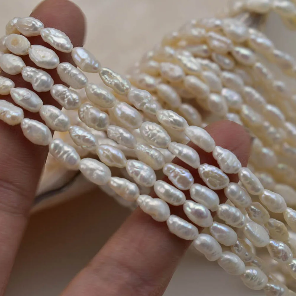 4-5mm Baroque Striped Small Beads Natural Freshwater Pearl Beads for Jewelry Making Supplies DIY Necklace Bracelet Accessories