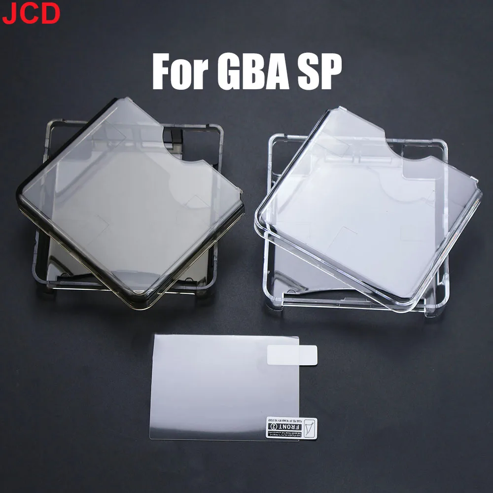 JCD For Gameboy Advance GBA SP Game Console Clear Crystal Cover Case Protective Shell Housing And Screen Protector Film
