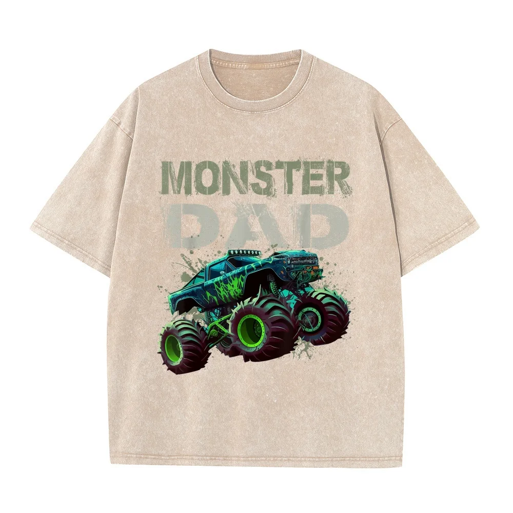 Monster Truck Dad Family Matching Lovers T-Shirt Japanese Anime Korean Popular Clothes Men Men's Fashion Short Sleeve Summer