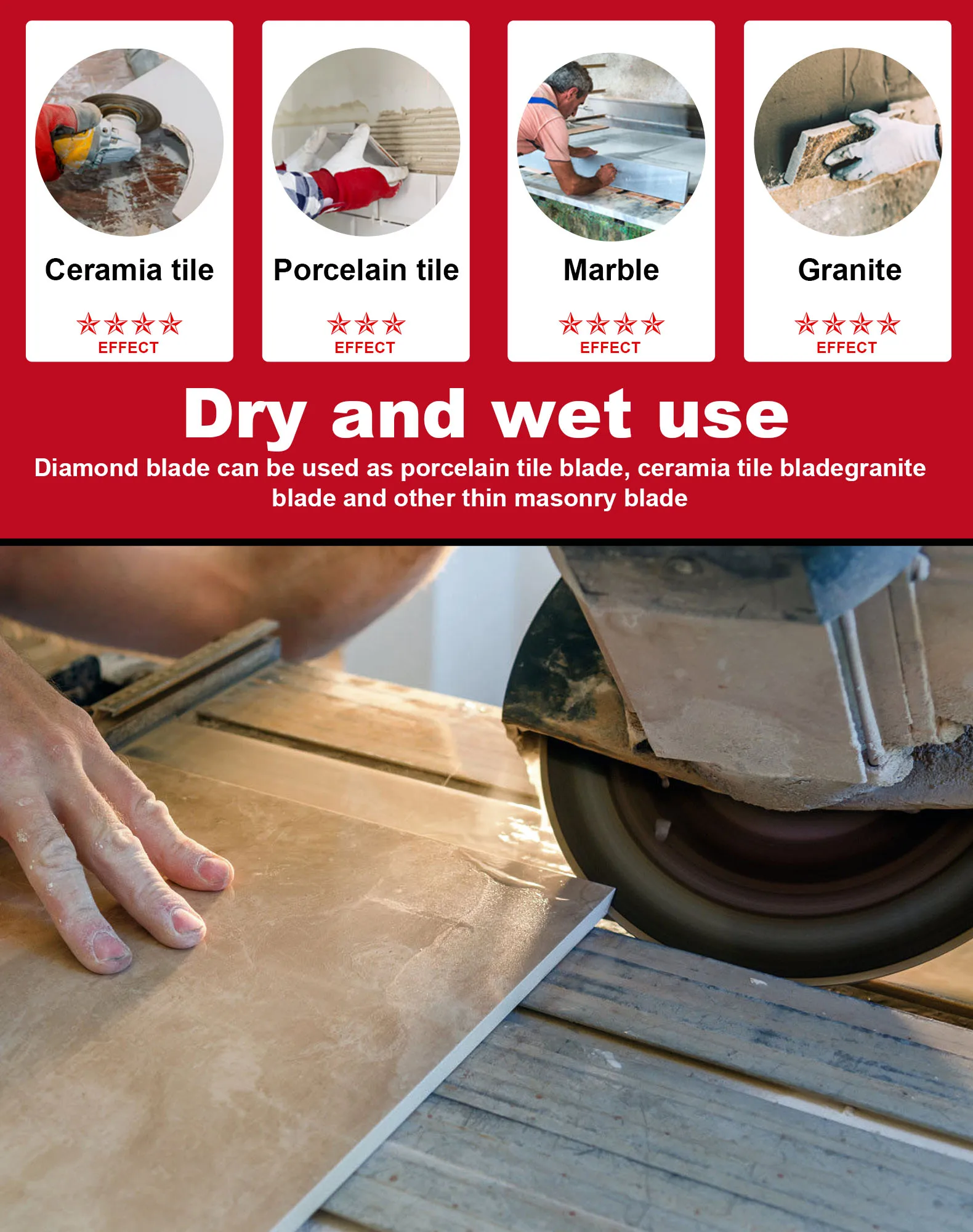 CASAVERDE DC-TCB04 Lâmina de corte de qualidade premium 150 mm 6 polegadas para granito e mármore