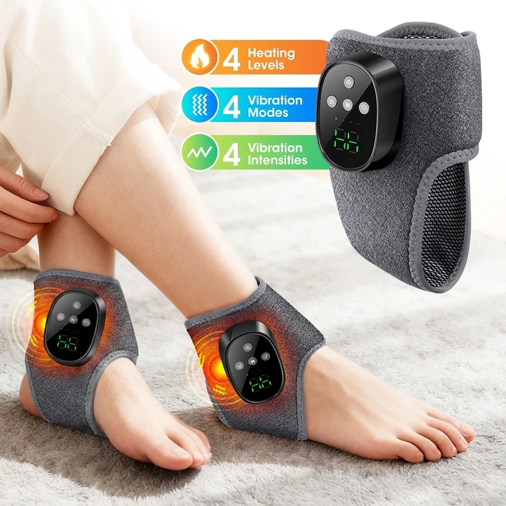 Electric Heating Foot Ankle Guard Massager 4 Levels Hot Compress Cordless Vibration Massage Foot Joint Protect Relax Ankle Brace