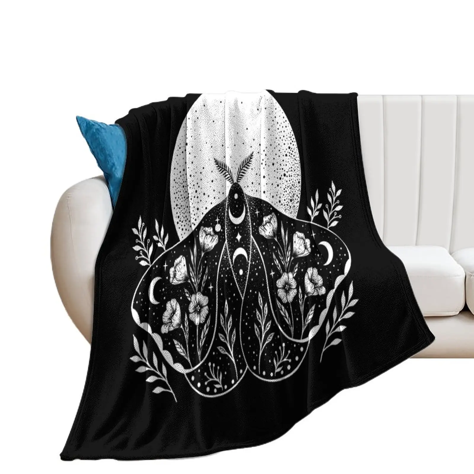 

Luna and Moth - Black Throw Blanket Weighted for babies Decorative Sofas Blankets