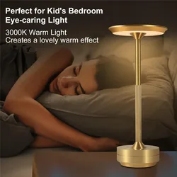 LED 알루미늄 합금 방수 충전식 책상 램프, 터치 디밍 금속 테이블 램프, 바 거실 독서 캠핑 조명