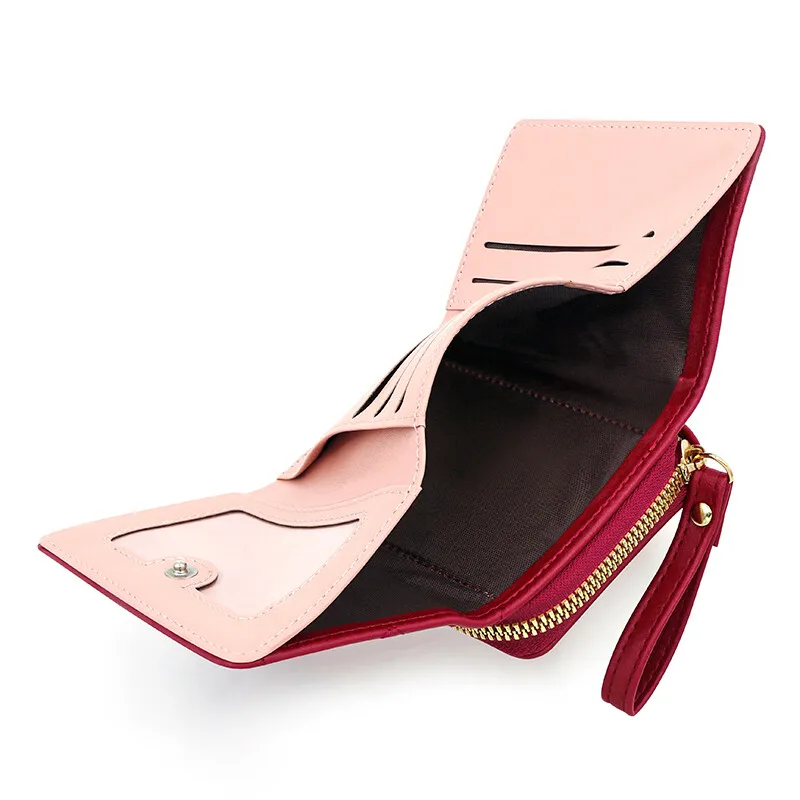 Женский короткий кошелек Love Zero с вышивкой и пряжкой на молнии, большая вместительная сумка для карт, универсальная модная простая сумка