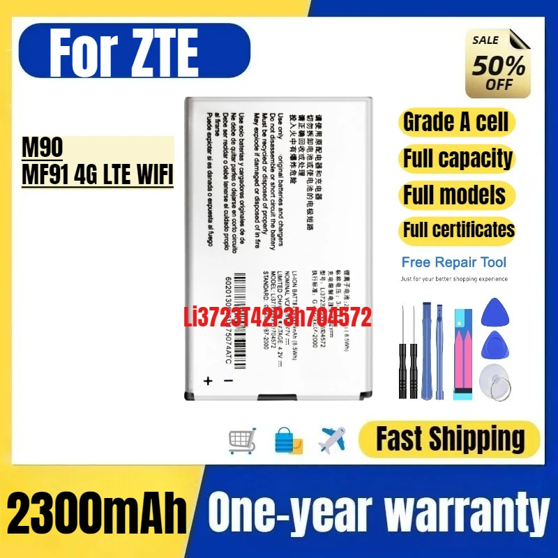 

Li3723T42P3h704572 for ZTE M90/MF91 4G LTE WIFI Mobile Phone Battery High Quality Replacement Bateria Grade A Cell with Tools
