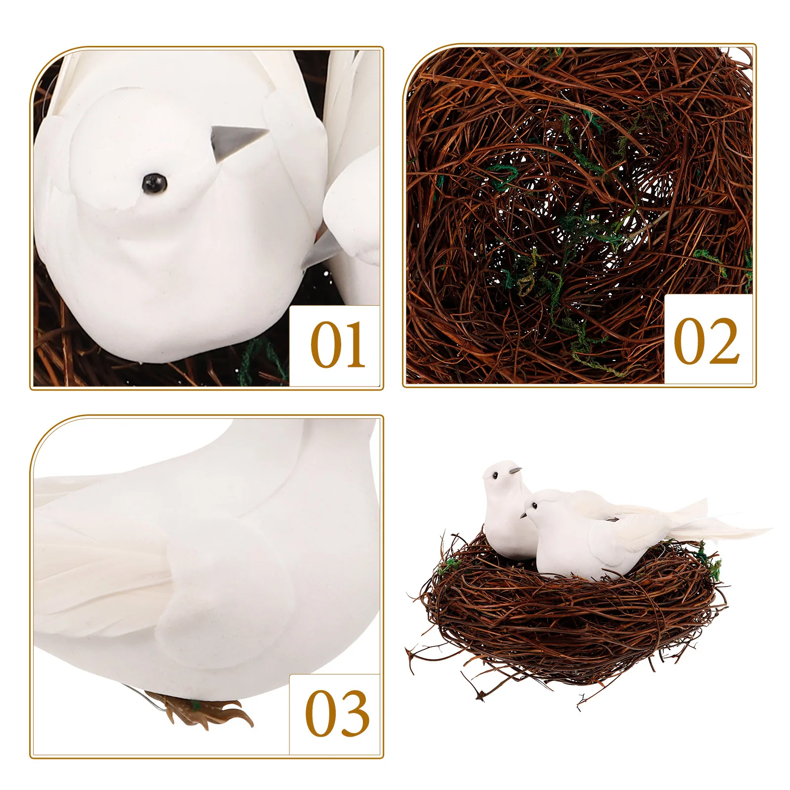 

1 set 1 Set Of Rattan Decor Artificial Birds Small Bird Nest For Garden Home Office Spring Decoration Craft Ornament Tree Topper
