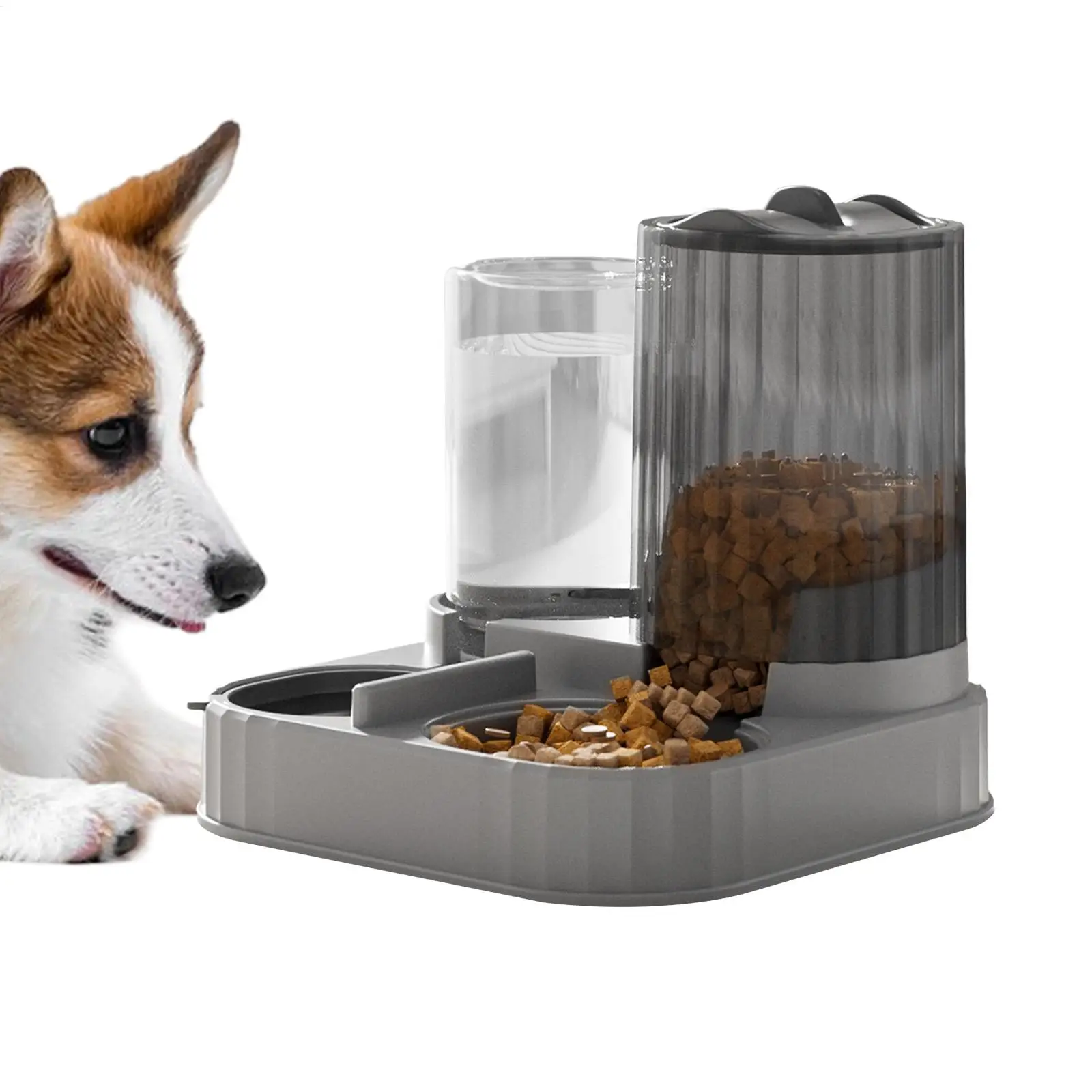 وحدة التغذية الأوتوماتيكية 2 في 1 مستلزمات الحيوانات الأليفة وعاء تغذية تلقائي طعام القطط الرطب الجاف لجرو هريرة الحيوانات الصغيرة داخلي في الهواء الطلق المنزل