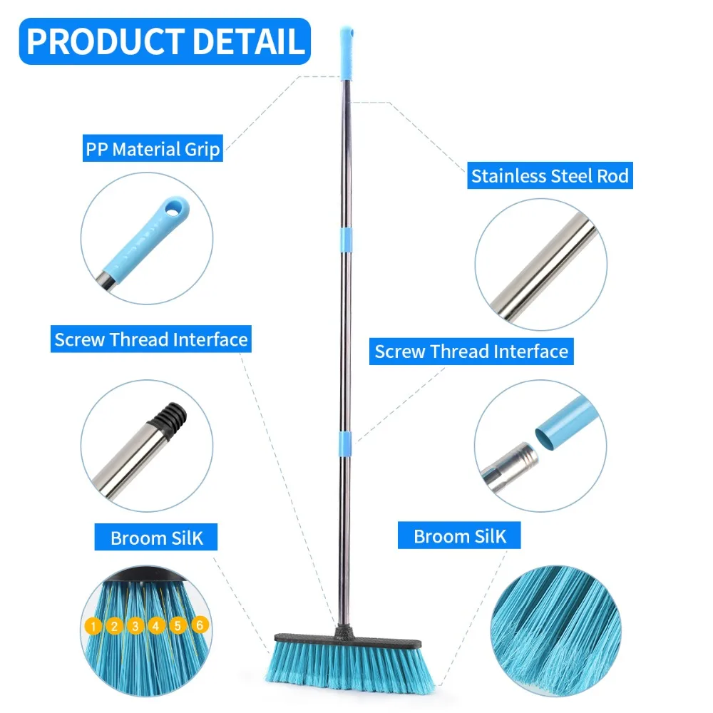 Floor Cleaning Broom with Adjustable Long Handle Stiff Bristle Grout Brooms Scrubber for Cleaning Bathroom, Kitchen,courtyard