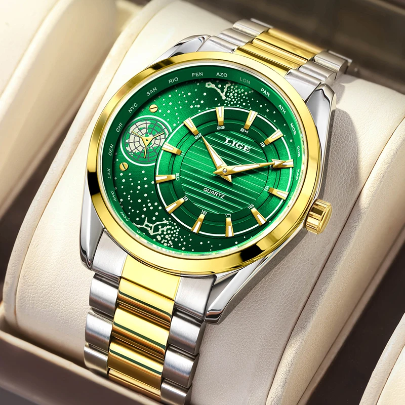 2026 LIGE العلامة التجارية الأعلى الساعات الفاخرة الرجال موضة عادية كوارتز ساعات المعصم 30 متر مقاوم للماء مضيئة الصلب ساعة رجالي Reloj Hombre #3