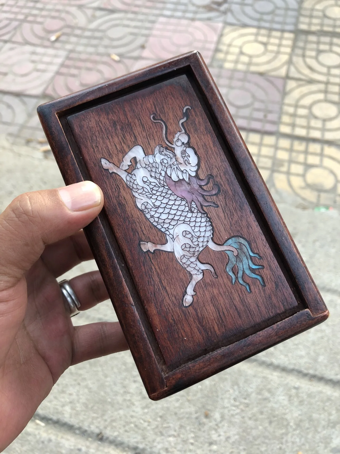 China rosewood inlaid shell Kirin Luban box Yuanyang organ box Longfeng jewelry box