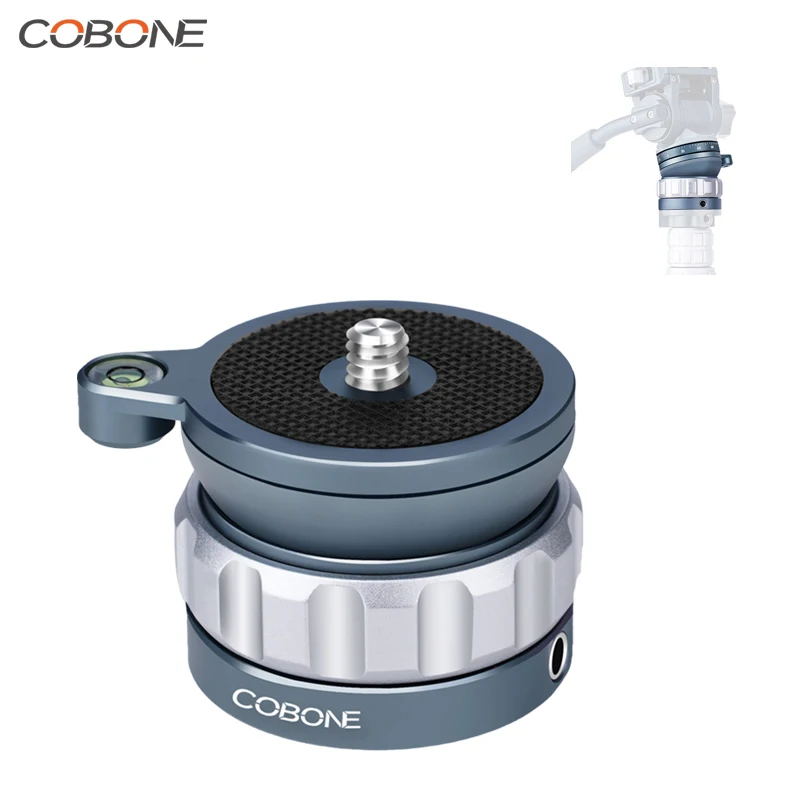 COBNOE Mini-Nivellierstativkopf mit 1/4-Zoll- und 3/8-Zoll-Schrauben, neigbare Panorama-Halterung aus Aluminiumlegierung für DSLR-Kamerafotografie