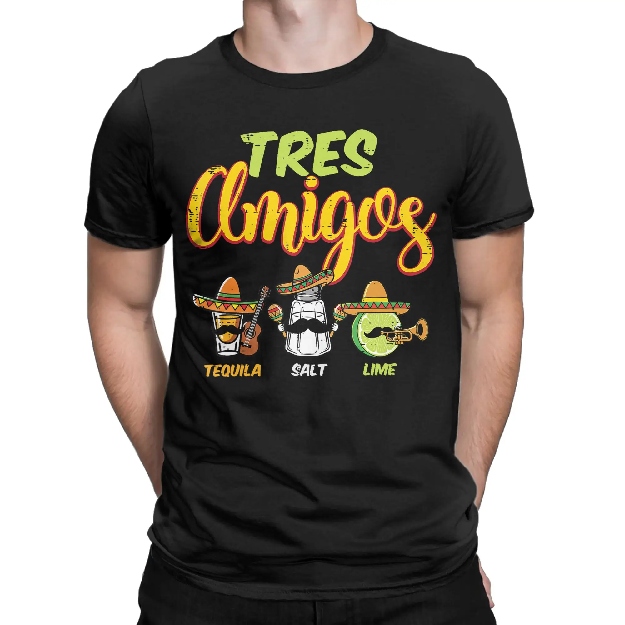 Tres Amigos Avocados Guac Cinco De Mayo Fiesta T-Shirt Men  Novelty Cotton Tee Shirt Crew Neck Short Sleeve T Shirts Clothes