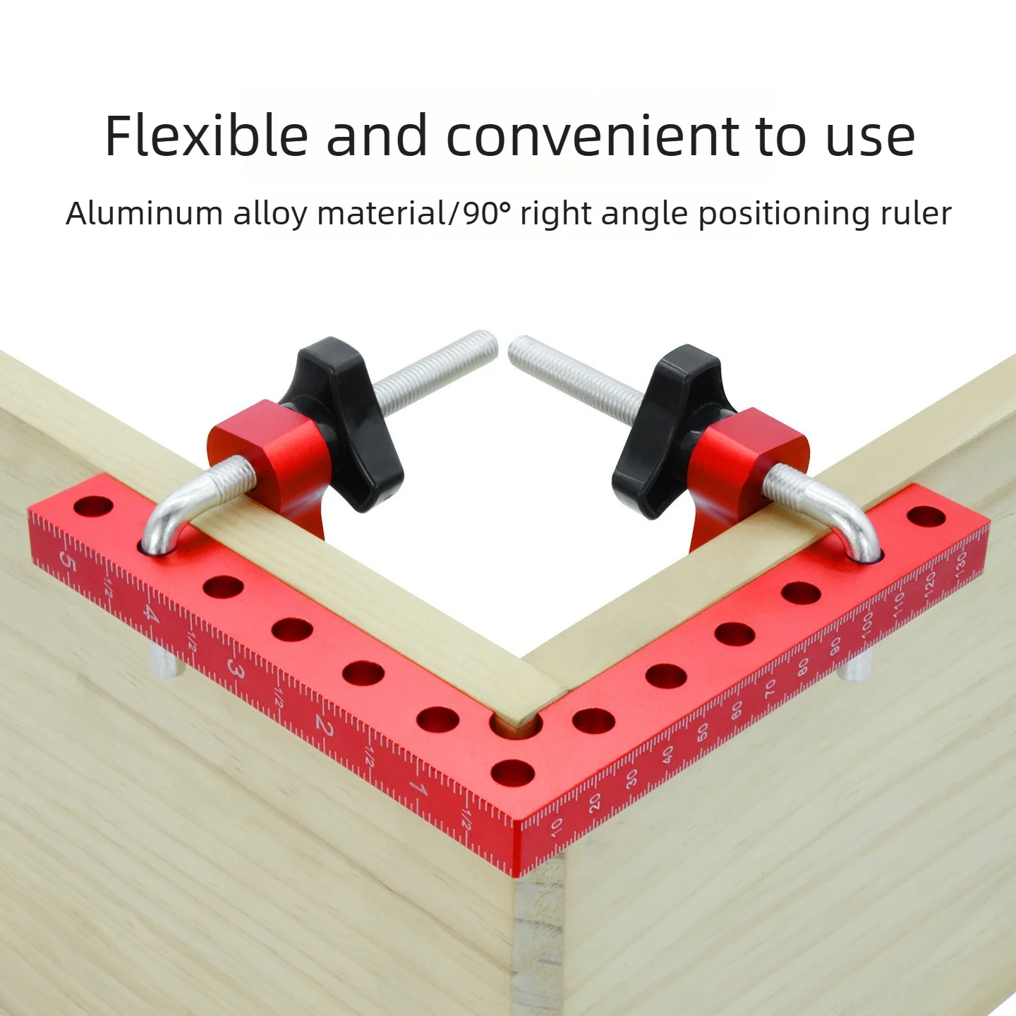 Carpenter Right Angle Clamp 90°, Aluminum Alloy Positioning Ruler & Height Scale, Panel Fixing Clamp Woodworking Corner Clamping