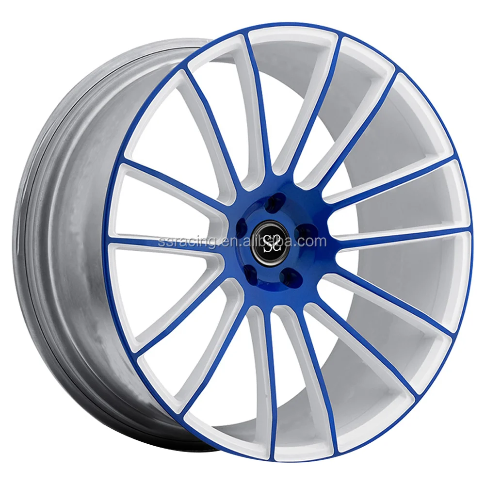 

Polished Silver Blue Double Color 18 Inch Multi Spoke 1 Piece Aluminium Car Alloy Forged Wheels For M5