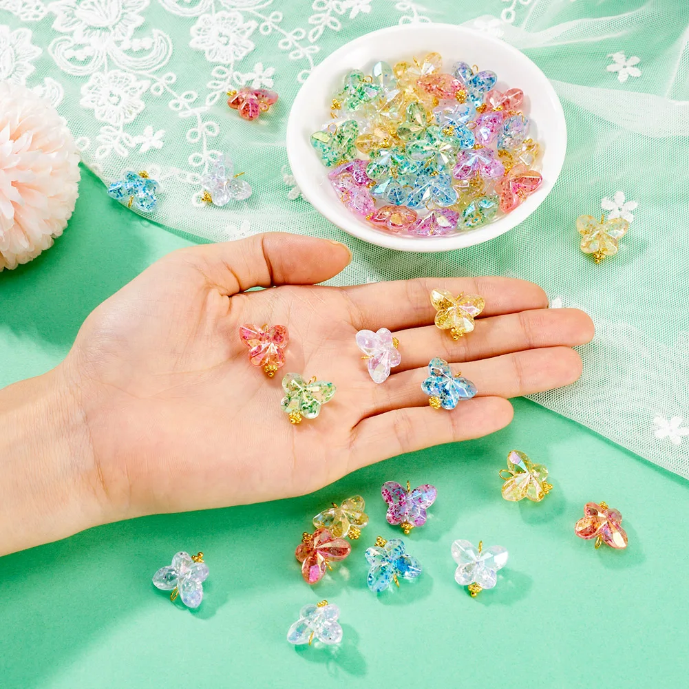 50pcs Butterfly Acrylic Pendants Macaron Color Theme Fragment-filled Embellish Exquisite Charms DIY Jewelry Making Accessories image 4