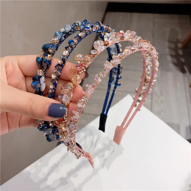 Czeski Rhinestone szklany kamień Handmade opaski Hairbands dla kobiet dziewczyn akcesoria do włosów