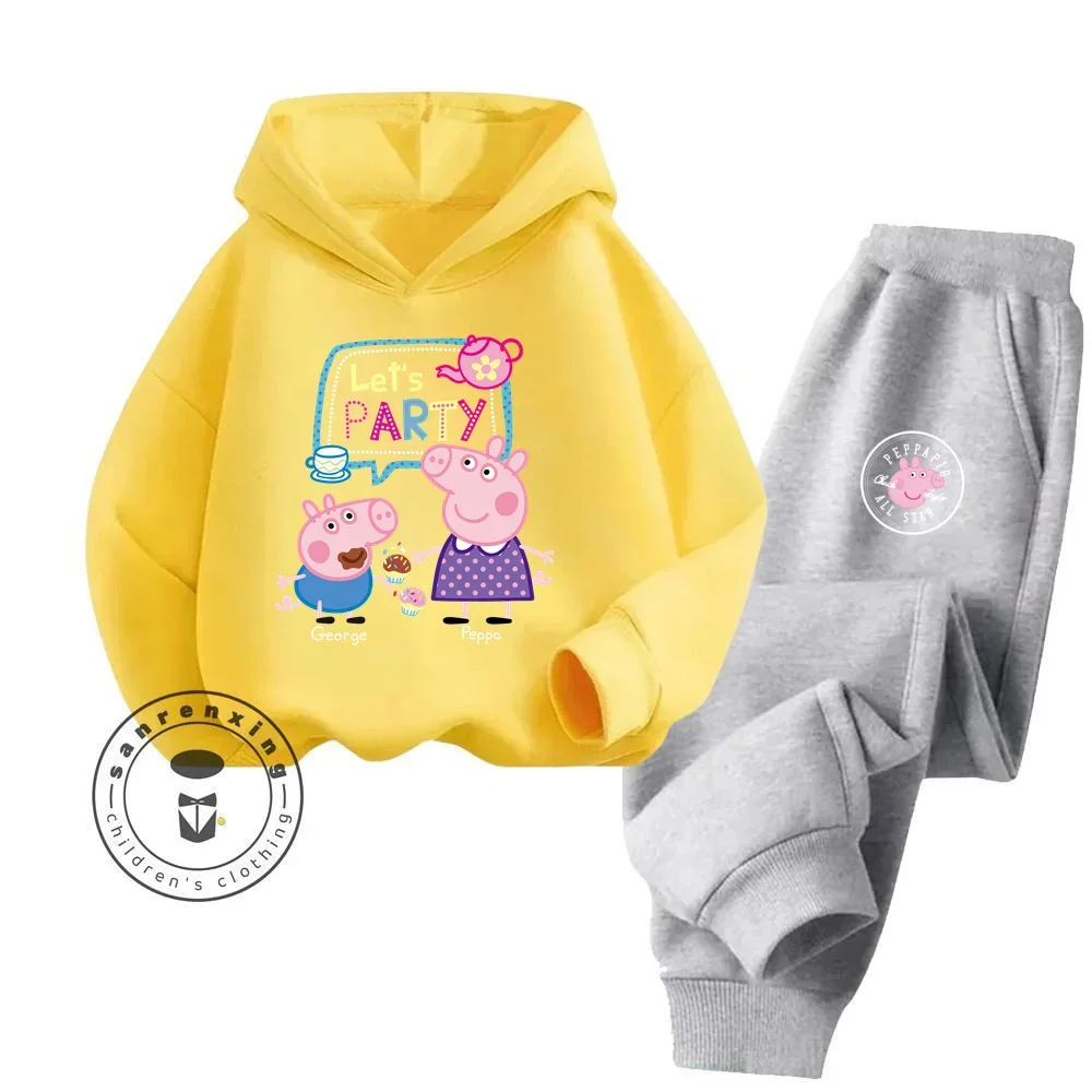 Chic Peppa Long Sleeve Clothing That Mix Elegance and the Playful World of Peppa Pig Children\'s High Cost Performance Hoodie Set