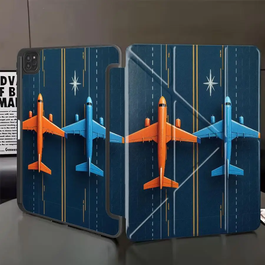 

Чехол-подставка Dual Plane Aircraft Runway для iPad Pro 11-го, 10-го, 9-го, 8-го, 7-го поколений, 12.9 дюймов, Mini 6, 7, Pro 2025, Air 4, 5, M3, M2, 1, 2, M4, 11 дюймов