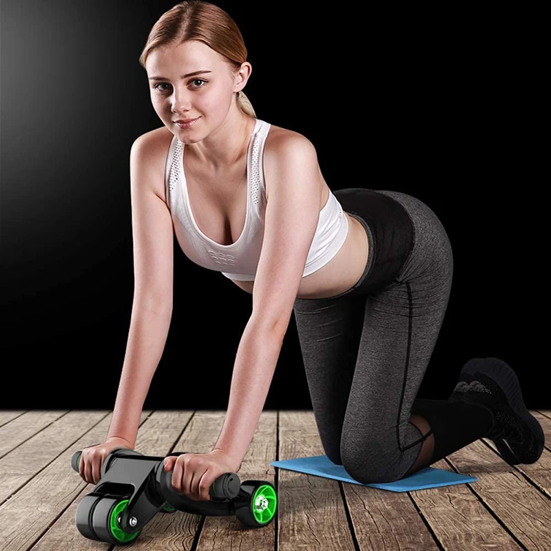 

Abs Trainer Ab Roller Wheel with Knee Pad Mat Ab Power Wheels Abdominal Muscle Exercise Equipment Workout From Home Gym Set