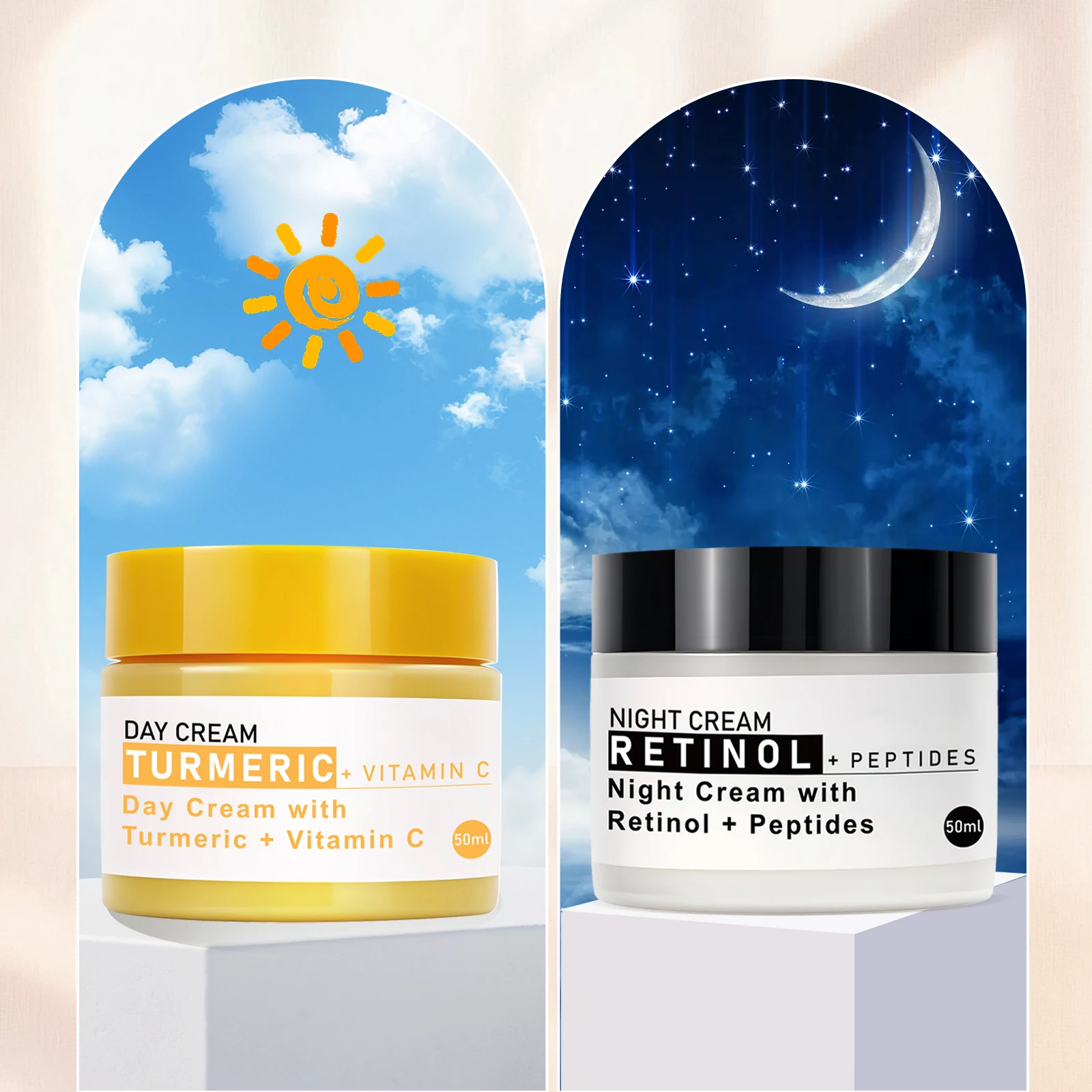 Combo de crema de día y de noche, hidratante antiedad 2 en 1, hidratación 24 horas para todo tipo de piel, juego de reparación reafirmante